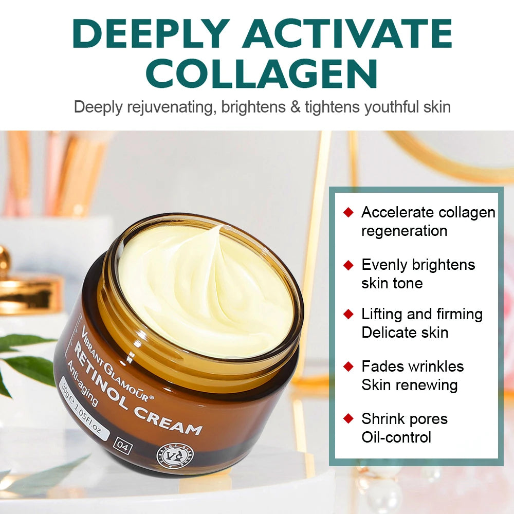 Retinol Facial Cream Anti-Aging Removal Wrinkle Fine Lines Repair Skin Barrier Whitening Brightening Moisturizing Face Cream